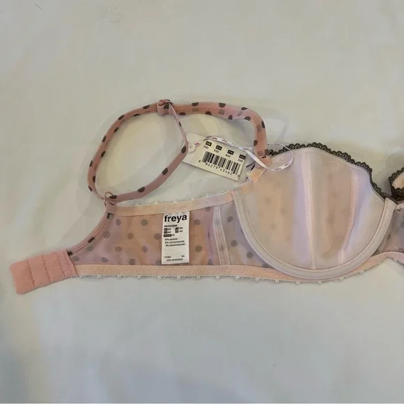 NEW NWT Freya Patsy Polka Dot Underwire Lined Half Cup Bra Ballet Pink Size 30D - Picture 10 of 14